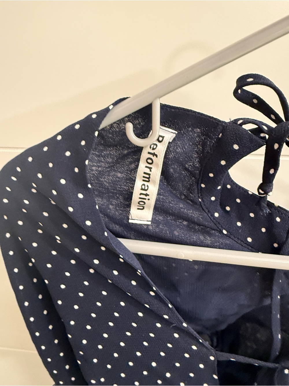 Reformation Gracie Navy Blue Polka Dot Mini Dress. Size 0. Like New. - Picture 3 of 4